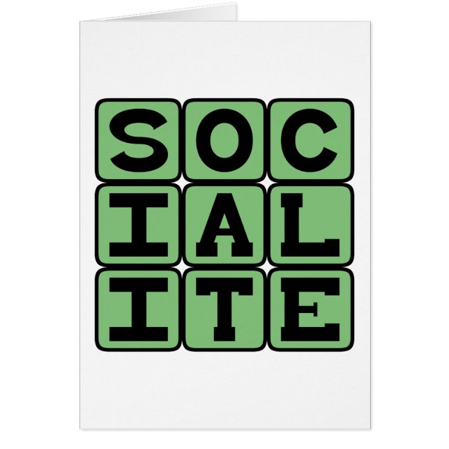 Societetsmänniska, festdeltagare hälsningskort (Framsidan)