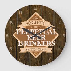 Society of Perpetual Beer Drinkers Large Clock Stor Klocka