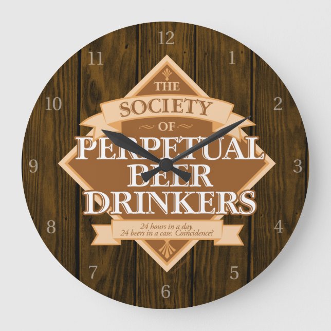 Society of Perpetual Beer Drinkers Large Clock Stor Klocka (Framsida)
