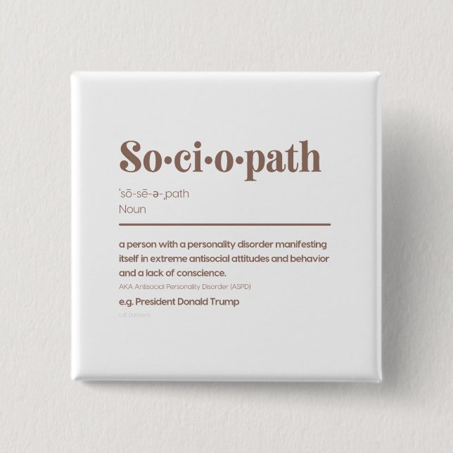 Sociopat: Trump Knapp (Framsida)