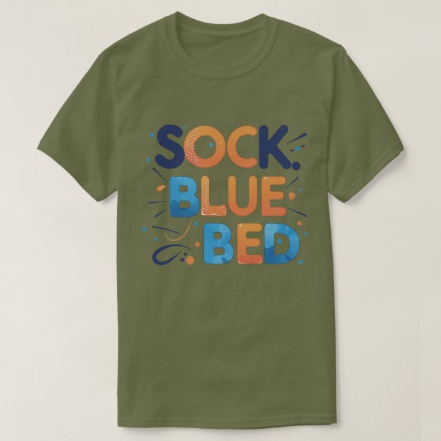 SOCK BLUE BED-sunt minimalistiskt grafikkort T Shirt (Design framsida)