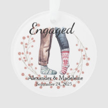 Sock Couple Celebrates "Engaged" Acrylic Ornament