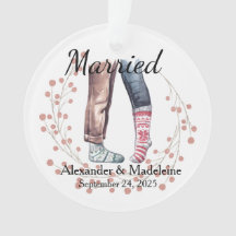 Sock Couple Celebrates "Married" Akryla Ornament