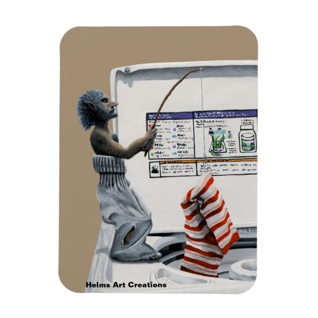 Sock Criminal Fishing Thief Fantasy Photo Magnet (Vertikal)