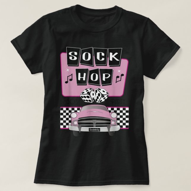 Sock Hop 1950s Rockabilly Party Design T Shirt (Design framsida)