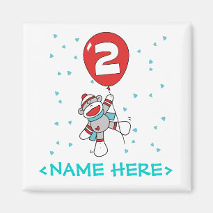 Sock monkey 2:a födelsedagen magnet