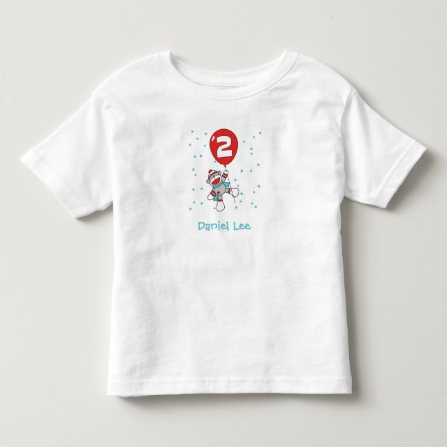 Sock monkey 2:a födelsedagen Småbarn T-shirt (Framsida)