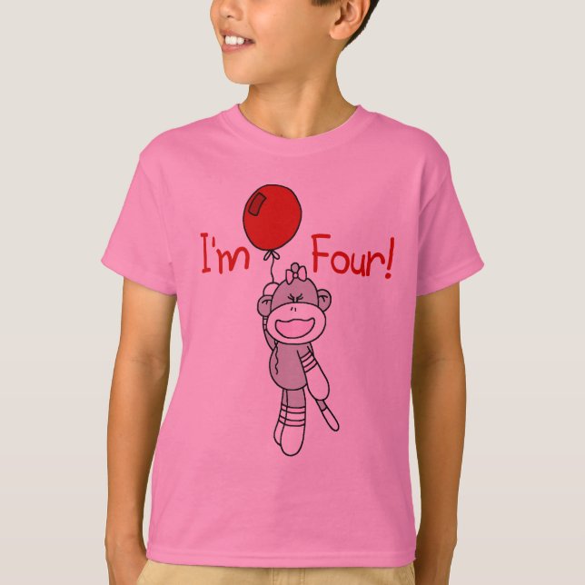 Sock monkey 4e födelsedagen Tshirts och gåvor (Framsida)