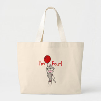 Sock monkey 4e födelsedagen Tshirts och gåvor Jumbo Tygkasse