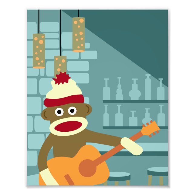 Sock monkey Acoustic Guitar Fototryck (Framsidan)