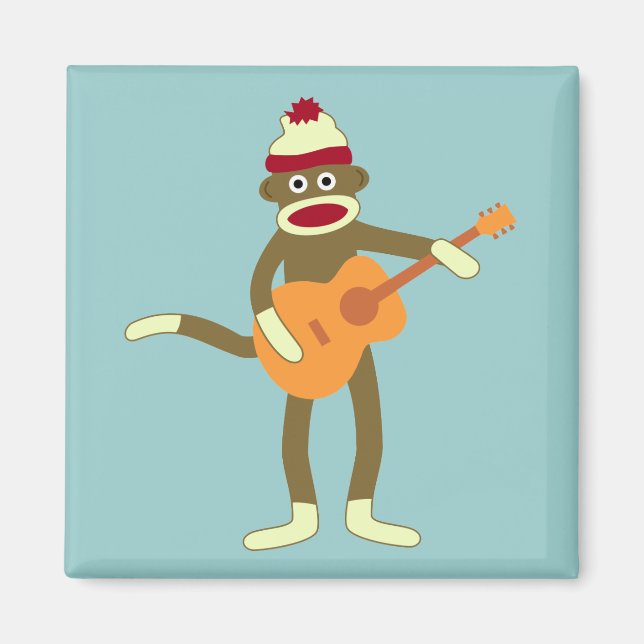 Sock monkey Acoustic Guitar Magnet (Framsidan)