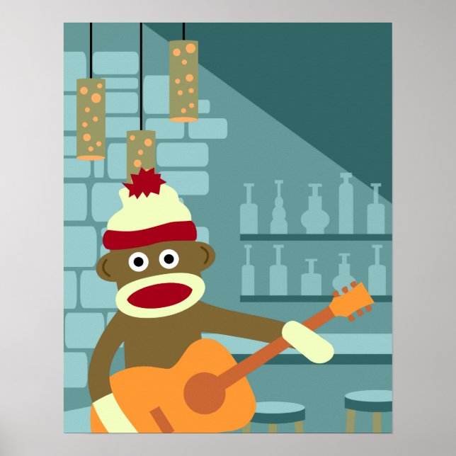 Sock monkey Acoustic Guitar Poster (Framsidan)