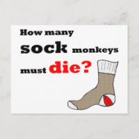 sock monkey aktivist vykort