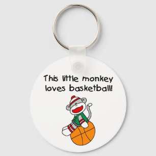 Sock monkey älskar basket nyckelring
