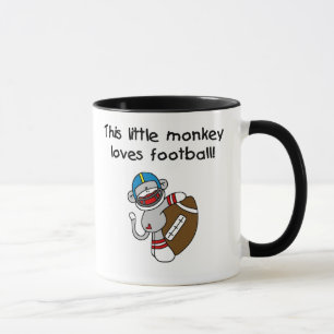 Sock monkey älskar fotboll mugg