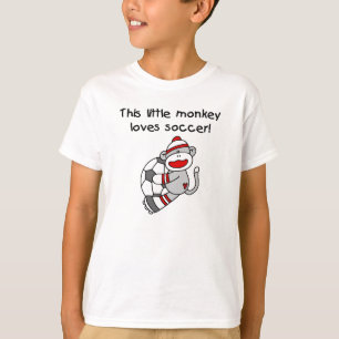 Sock monkey älskar skjortor och gåvor för fotbo tee shirt