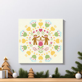 Sock monkey Älskare i folkgarden Canvastryck