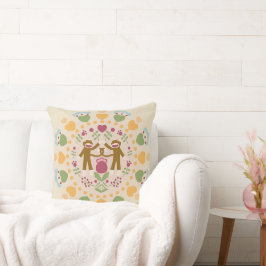 Sock monkey Älskare i folkgarden Kudde