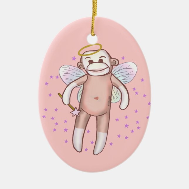 Sock monkey Angel Oval Ornament (Framsidan)