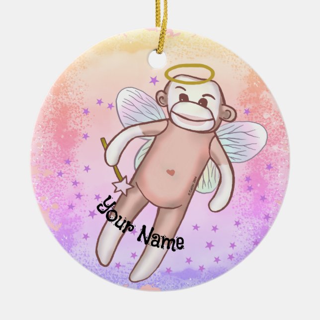 Sock monkey Angel Oval Ornament (Framsidan)