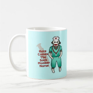 Sock monkey anpassningsbar Nurse mugg