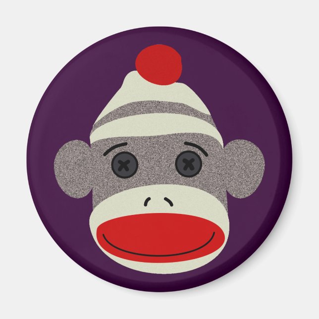 Sock monkey Ansikte Magnet (Framsidan)