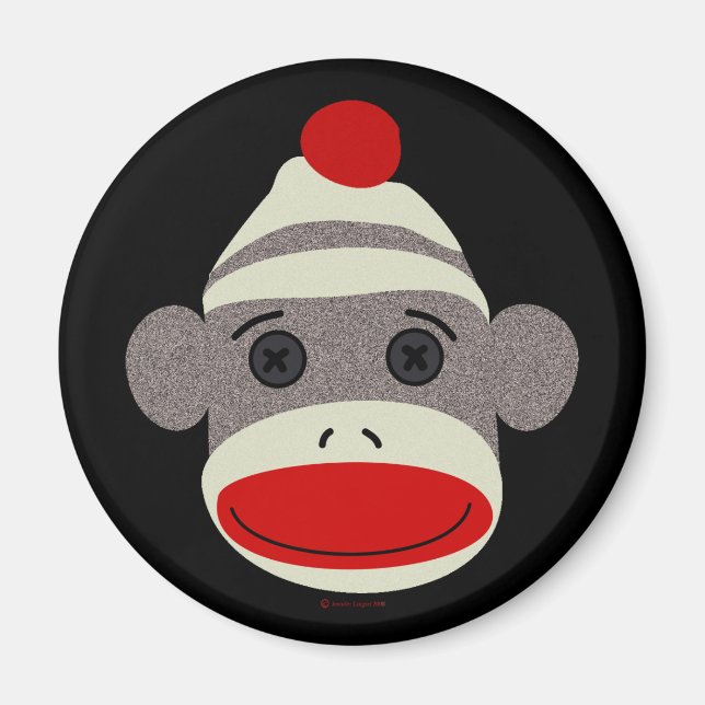 Sock monkey Ansikte Magnet (Framsidan)