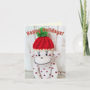 Sock monkey - Äppelkort Inbjudan