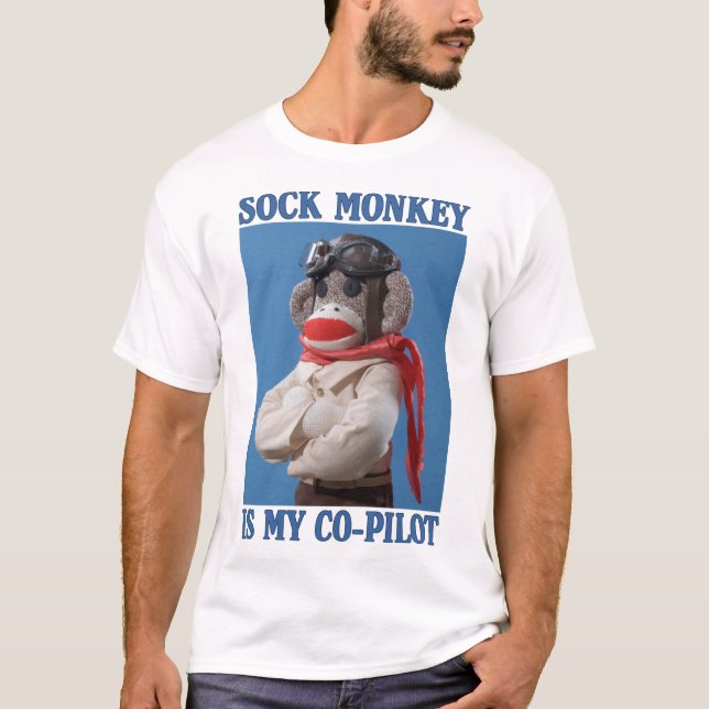 Sock monkey är min medpilot t shirt (Framsida)