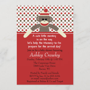 Sock monkey Baby Shower inbjudan - anpassa