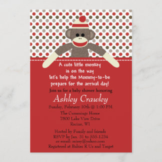 Sock monkey Baby Shower inbjudan - anpassa