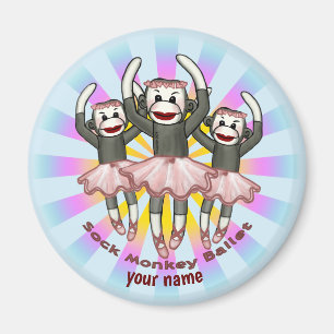 Sock monkey Ballet Magnet