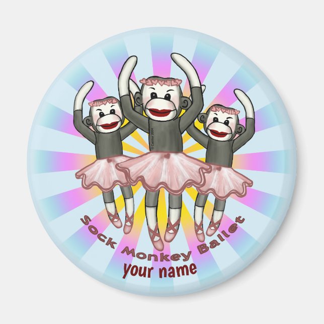 Sock monkey Ballet Magnet (Framsidan)