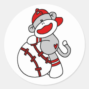 Sock monkey Baseball Runt Klistermärke