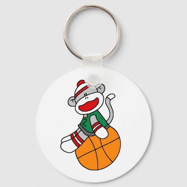 Sock monkey Basketball Nyckelring (Framsida)
