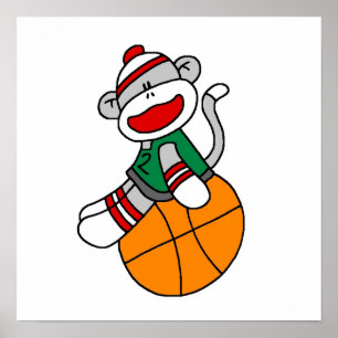 Sock monkey Basketball T-shirts och presenter Poster