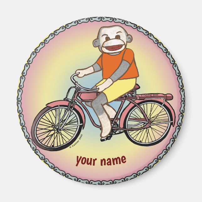 Sock monkey Bicycle Magnet (Framsidan)