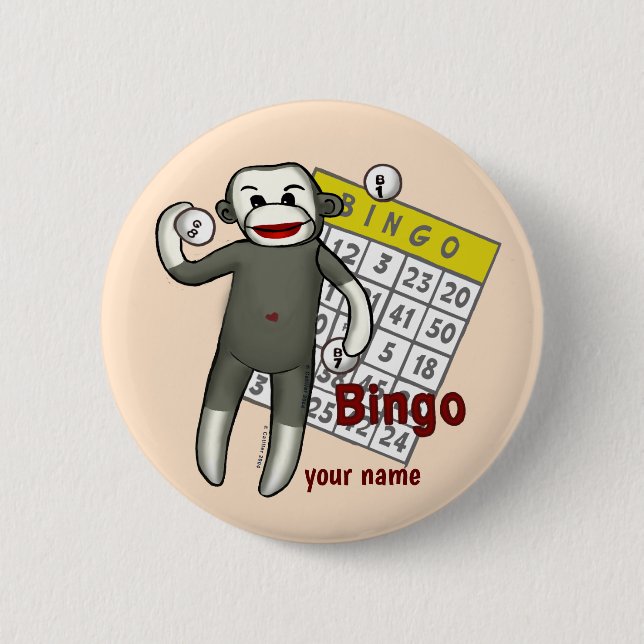 Sock monkey Bingo Knapp (Framsida)