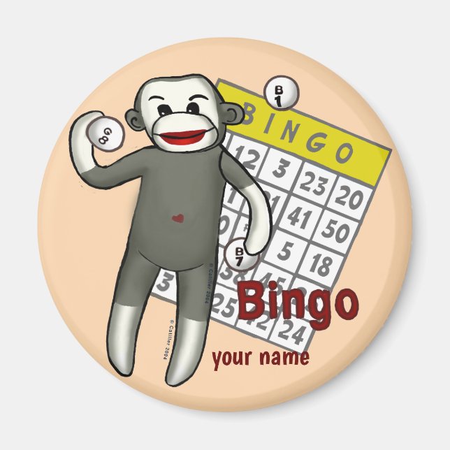 Sock monkey Bingo Magnet (Framsidan)