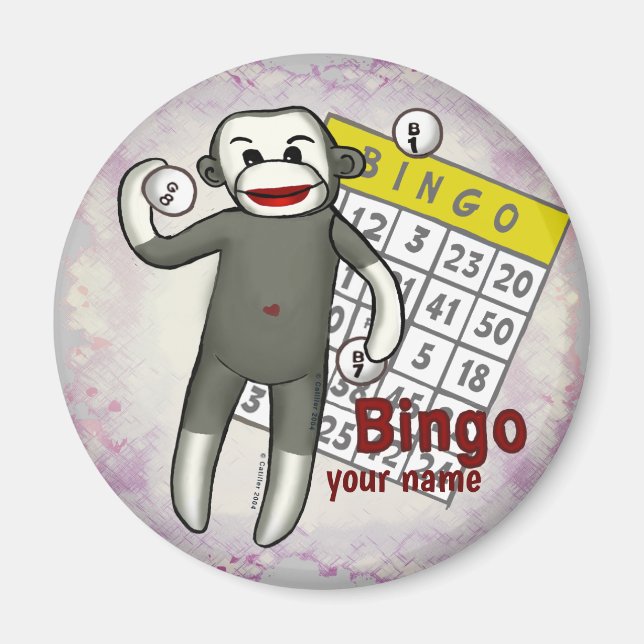 Sock monkey Bingo Magnet (Framsidan)