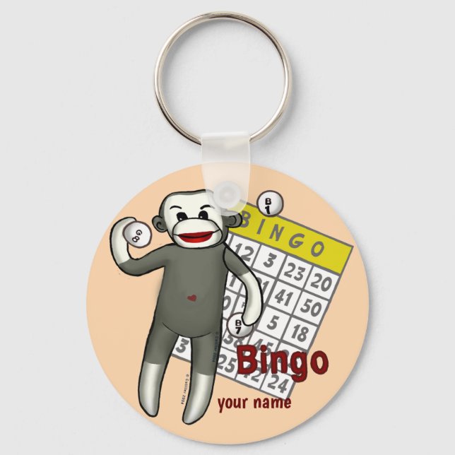 Sock monkey Bingo Nyckelring (Framsida)