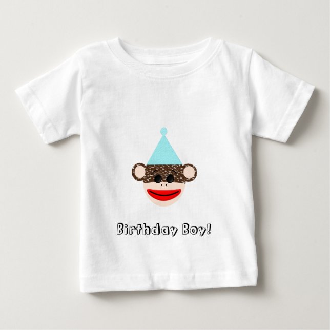 Sock monkey Birthday Boy T-Shirt (Framsida)