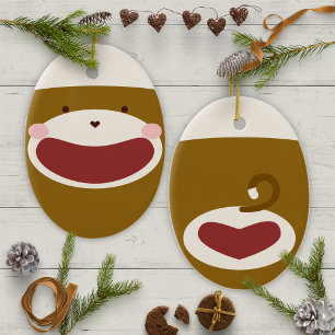 Sock monkey Boy Julgran Julgransprydnad Keramik