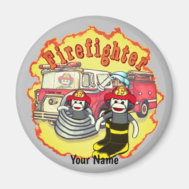 Sock monkey-brandbekämpare magnet (Framsidan)