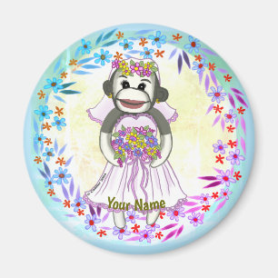 Sock monkey Bride bröllop magnet