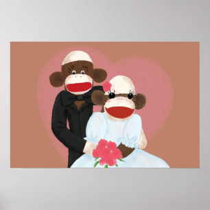 Sock monkey Bröllop (Bowty & Violet) Poster