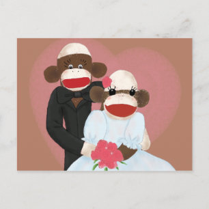 Sock monkey Bröllop (Bowty & Violet) vykort