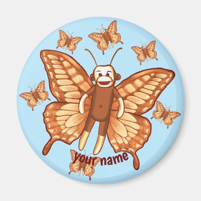 Sock monkey Butterfly Magnet (Framsidan)
