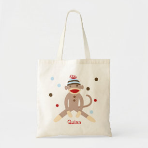 Sock monkey Canvas Personlig Tote-småbarn Tygkasse