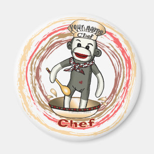Sock monkey Chef magnet